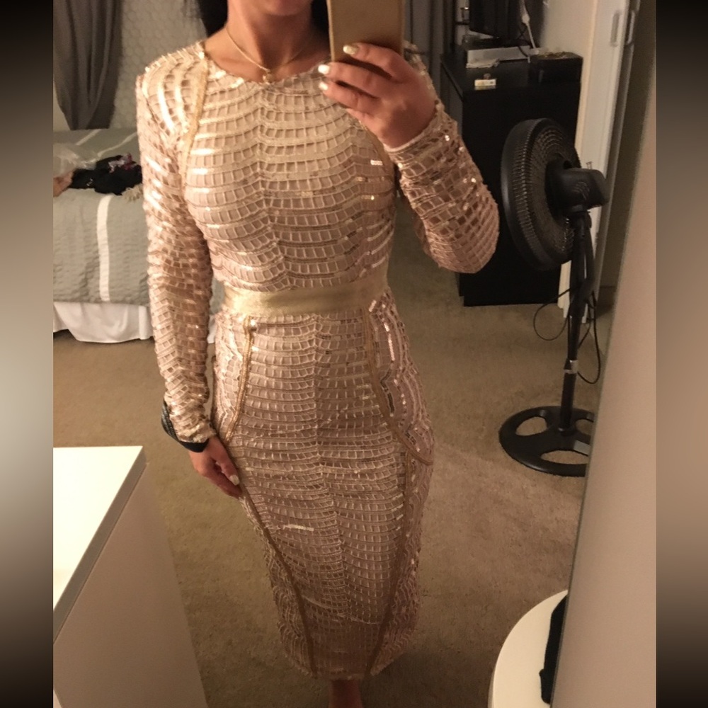 Gold Sequin Midaxi Dress